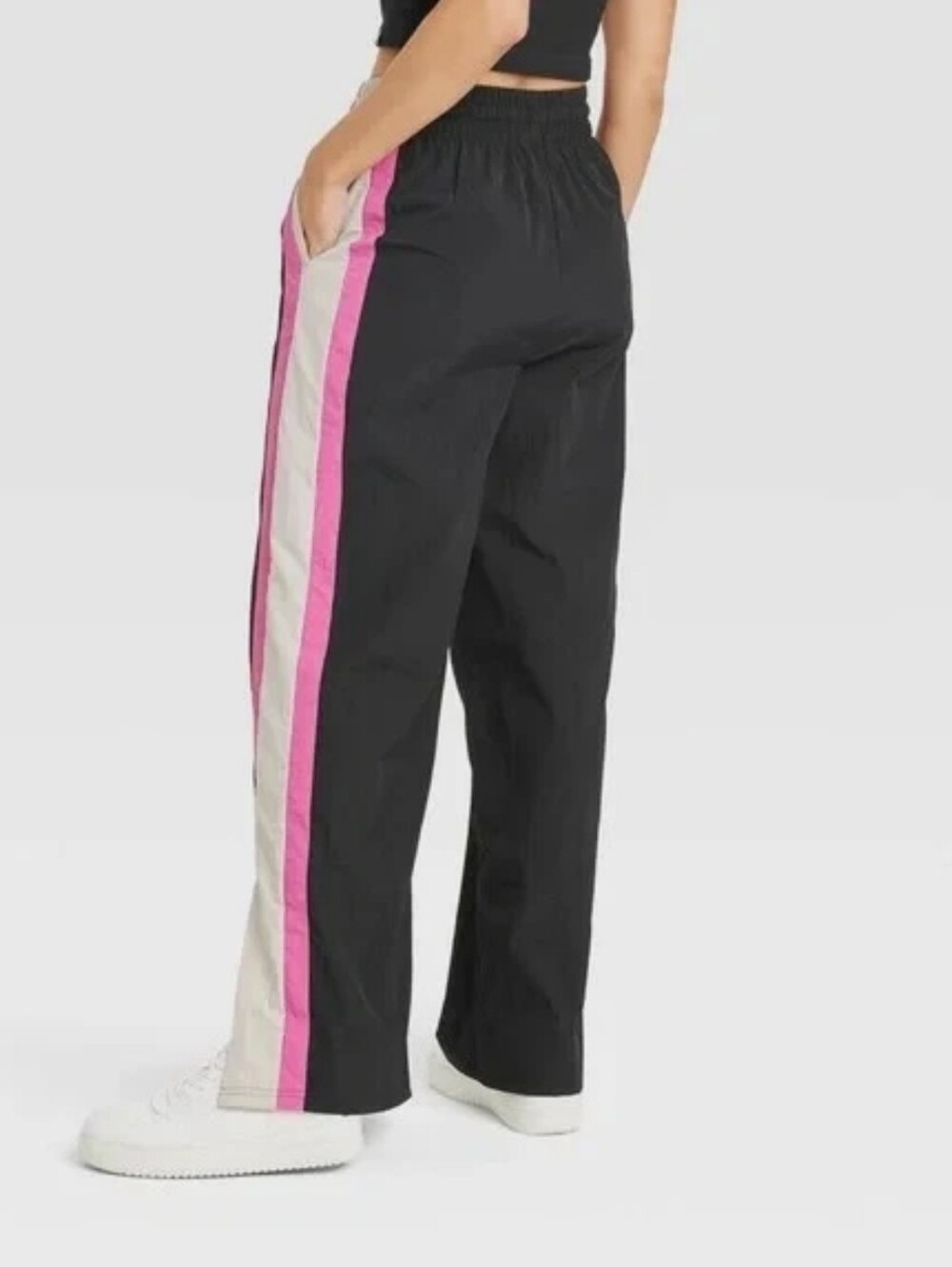 LOYLAB Target Wind Breaker Pants Black Pink Stripe Sz. S - Picture 2 of 7